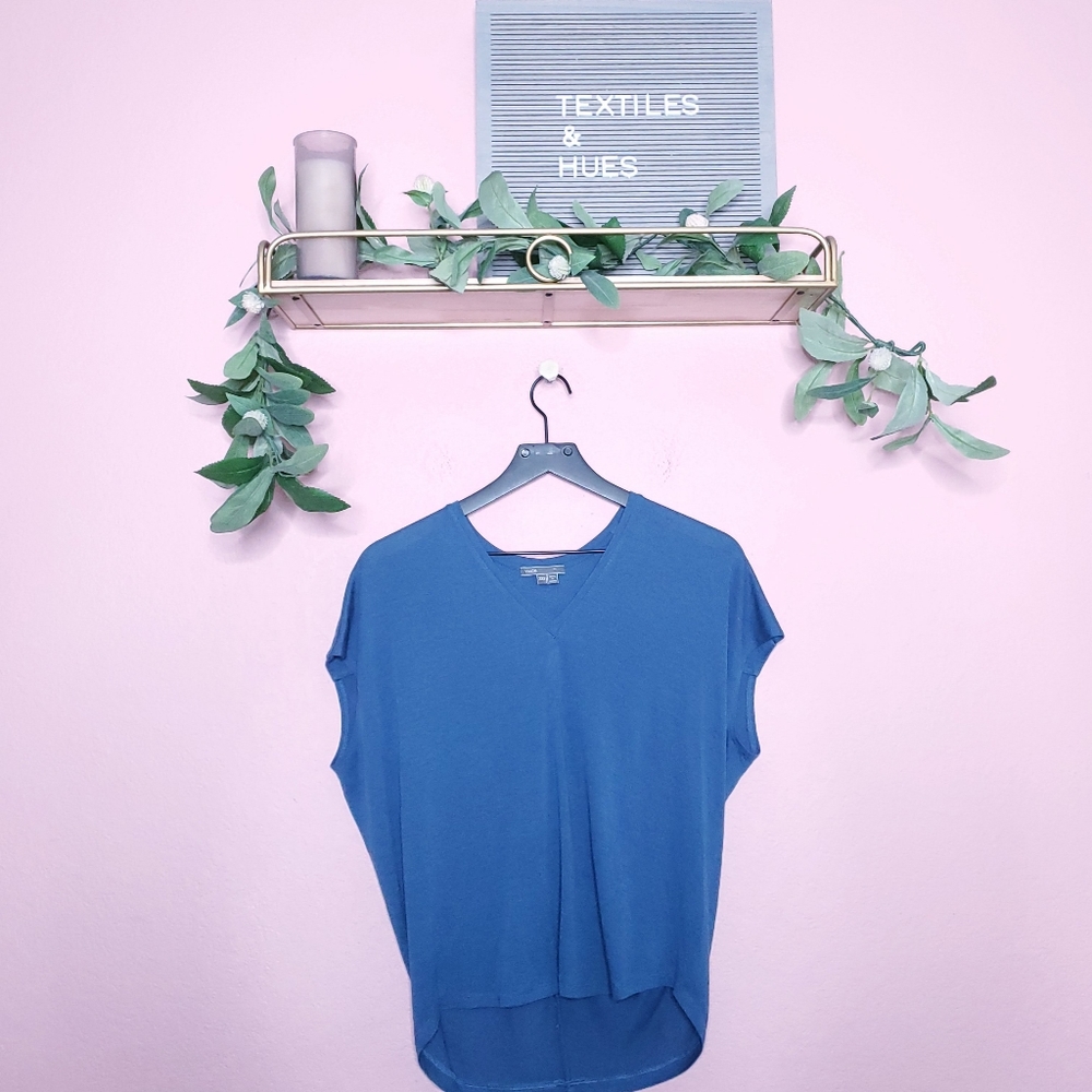 Vince Short Sleeve V-neckline High Low Boxy Top